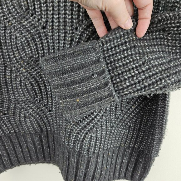 COLUMBIA Cable Knit Sweater Mens XS Oversized Fisherman Gray Wool Blend NICE - Picture 3 of 14